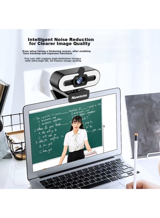 Newmine 2k Beauty Hd Webcam With Microphone For Desktop And Laptop, Usb External Plug-and Video Call Remote Conference Nm13 - Image 3