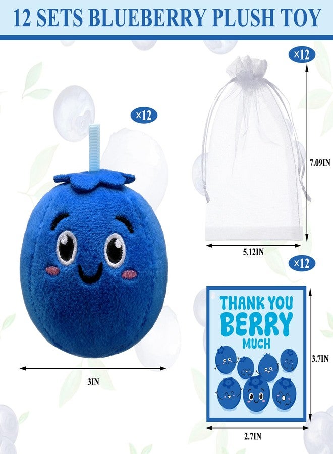 Silipull 12 Pcs Blueberry Stuffed Plush with Thank You Berry Much Card 3 Inch Cute Blueberry Fruit Stuffed Plush for Party Soft Berry Smiling Fruit Plushies for Holiday Party Gift - Image 2