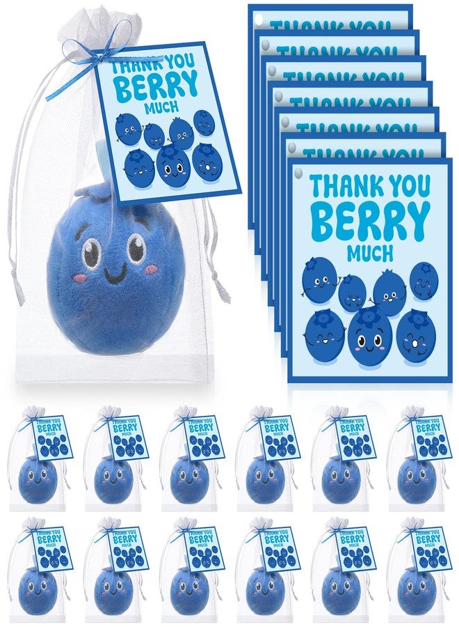 Silipull 12 Pcs Blueberry Stuffed Plush with Thank You Berry Much Card 3 Inch Cute Blueberry Fruit Stuffed Plush for Party Soft Berry Smiling Fruit Plushies for Holiday Party Gift - Image 1