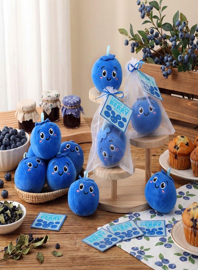 Silipull 12 Pcs Blueberry Stuffed Plush with Thank You Berry Much Card 3 Inch Cute Blueberry Fruit Stuffed Plush for Party Soft Berry Smiling Fruit Plushies for Holiday Party Gift - Image 3