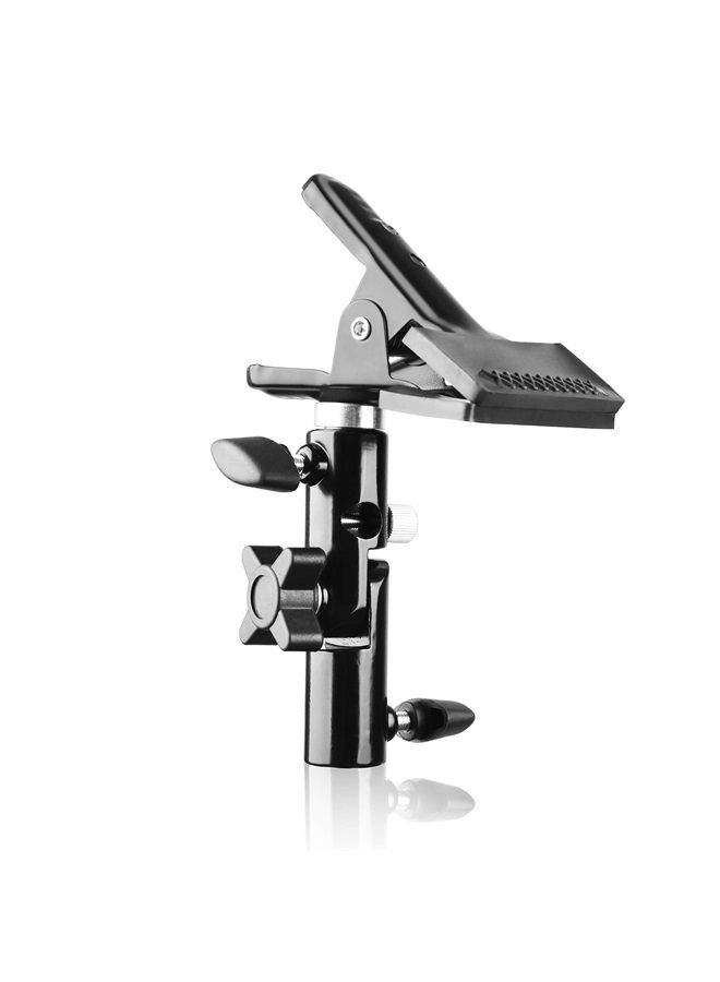EMART Photography Reflector Holder for Light Stand, Photo Video Studio 5/8" Heavy Duty Metal Clamp Holder, Light Stand Clip Mount with Umbrella Hole for Lighting Reflector Diffuser - Image 1
