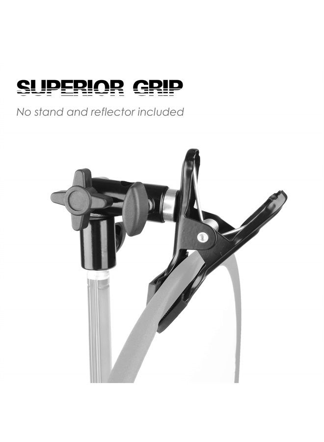 EMART Photography Reflector Holder for Light Stand, Photo Video Studio 5/8" Heavy Duty Metal Clamp Holder, Light Stand Clip Mount with Umbrella Hole for Lighting Reflector Diffuser - Image 2