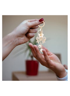SYOSI 2Pcs Rhinestone Keychain Bowknot Alloy Pearl Key Ring Charm Pendant for Women Girl Purse Bag Gift Exquisite for Women Bag  - Image 3