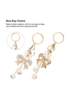 SYOSI 2Pcs Rhinestone Keychain Bowknot Alloy Pearl Key Ring Charm Pendant for Women Girl Purse Bag Gift Exquisite for Women Bag  - Image 5