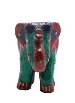 Alpine Crystals UAE Pair of Elephant Stones Handmade Multicolor Antique Handicraft  - Image 2