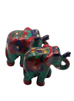 Alpine Crystals UAE Pair of Elephant Stones Handmade Multicolor Antique Handicraft  - Image 5