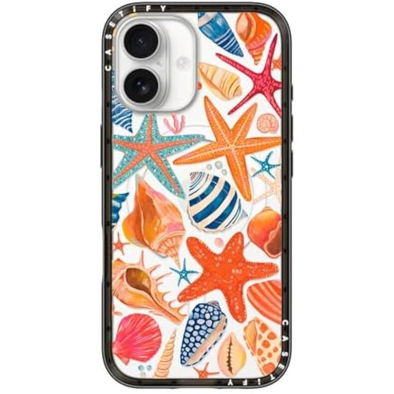 Casetify Compact iPhone 17 Case 【Slim and Sleek/Compatible with Magsafe / 4 ft. 2X Military Grade Drop Protection】 - Sea Shells - Clear Black - Image 1