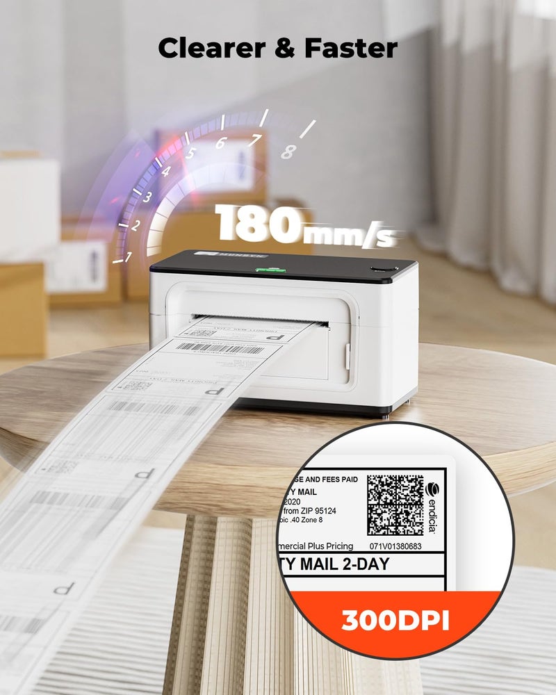 MUNBYN Bluetooth Thermal Label Printer 941B, Wireless 300DPI 4x6 Shipping Label Printer for Small Business, Compatible with Windows, Mac, iPhone, Android, PC, Ebay, Amazon, Shopify, Etsy, USPS (White) - Image 2