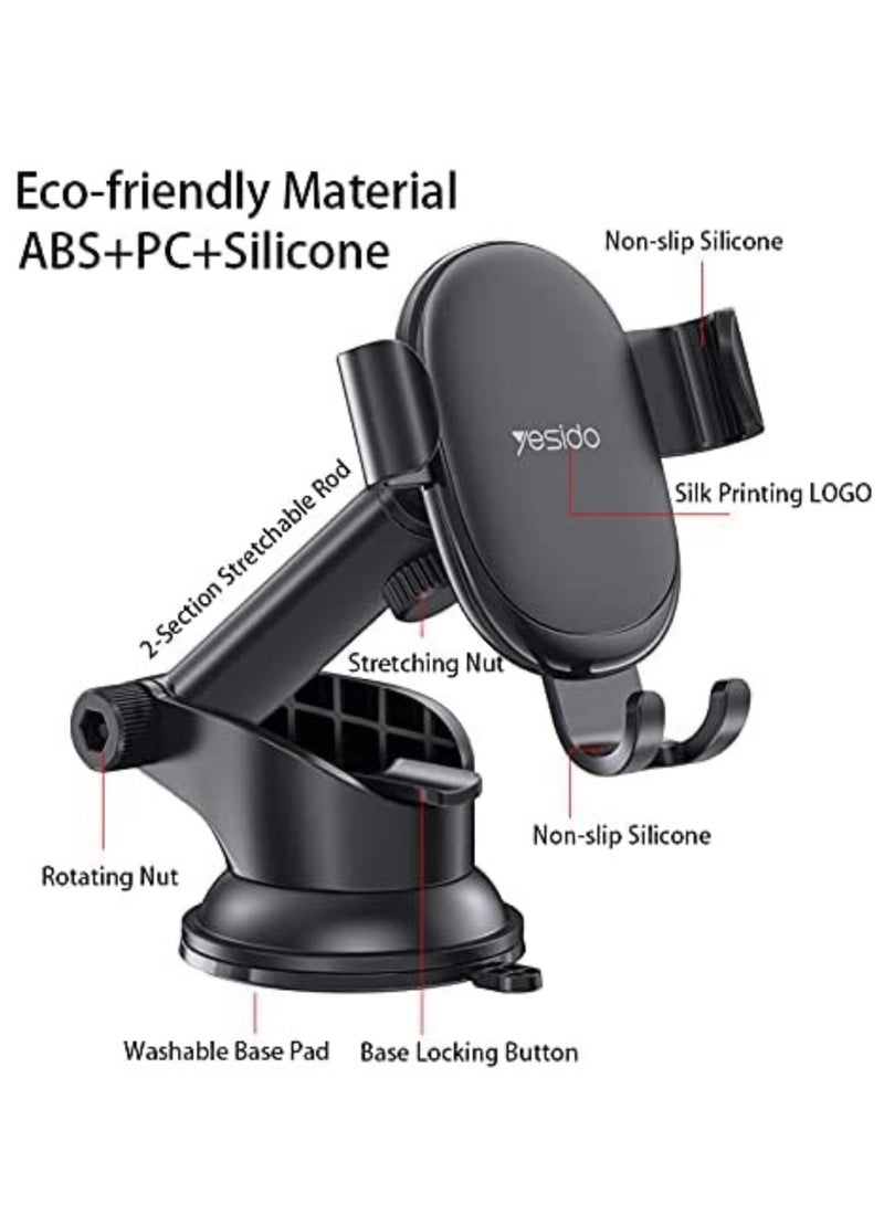 يسيدو C120 Telescopic Car Dashboard Windshield Suction Phone Stand Gravity Holder - Image 4