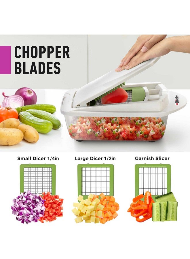 Mueller Mueller Pro-Series 10-in-1, 8 Blade Vegetable Chopper, Onion Mincer, Cutter, Dicer, Egg Slicer with Container, French Fry Cutter Potato Slicer, Home Essentials, Salad Chopper White Sand/Green - Image 3