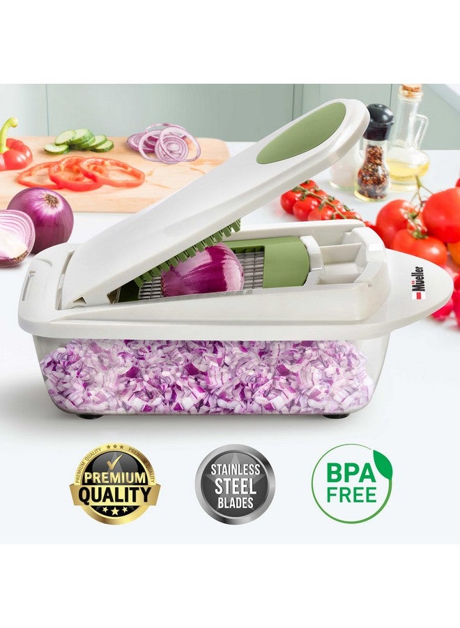 Mueller Mueller Pro-Series 10-in-1, 8 Blade Vegetable Chopper, Onion Mincer, Cutter, Dicer, Egg Slicer with Container, French Fry Cutter Potato Slicer, Home Essentials, Salad Chopper White Sand/Green - Image 2