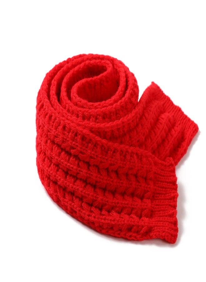 BEARUN Kids Knitted Scarf Winter Fashion Solid Color Toddler Baby Warm Scarves Wrap Neck Warmer for Girls Boys Red - Image 2