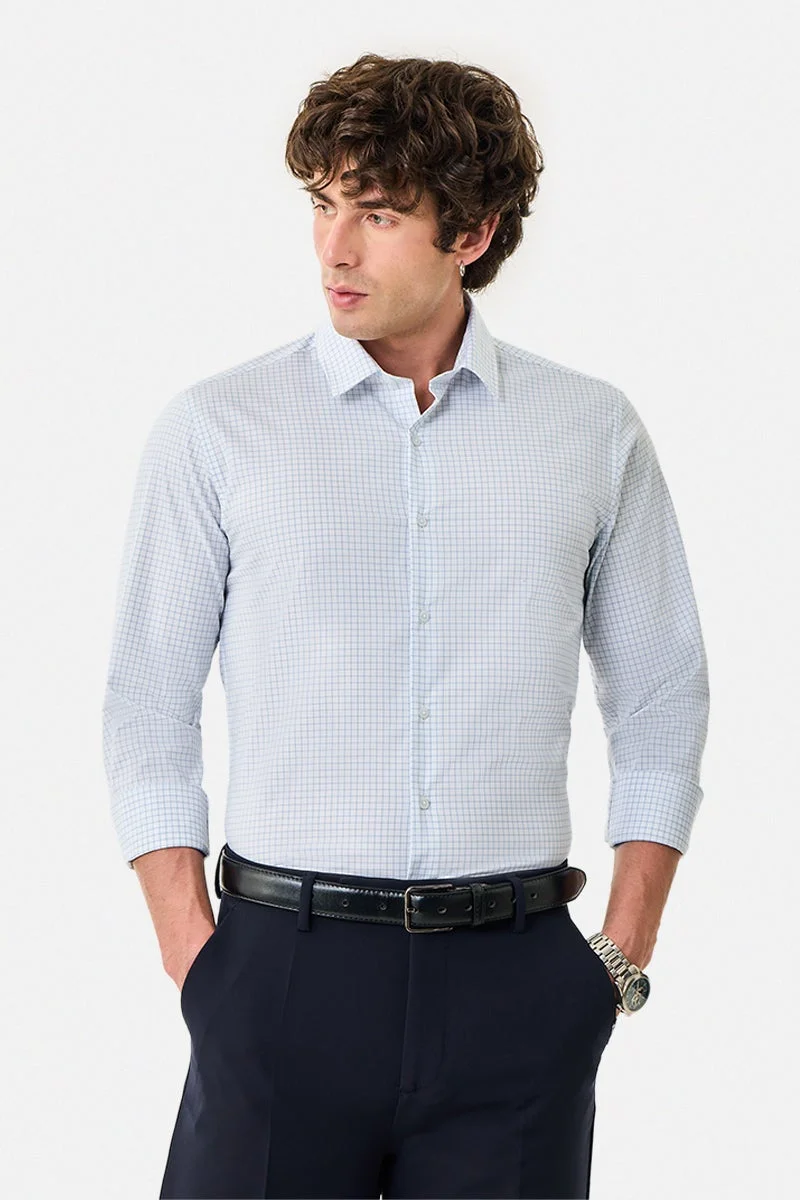 سنيتش قميص كاروهات دقيق بقصة ضيقة ومرنة