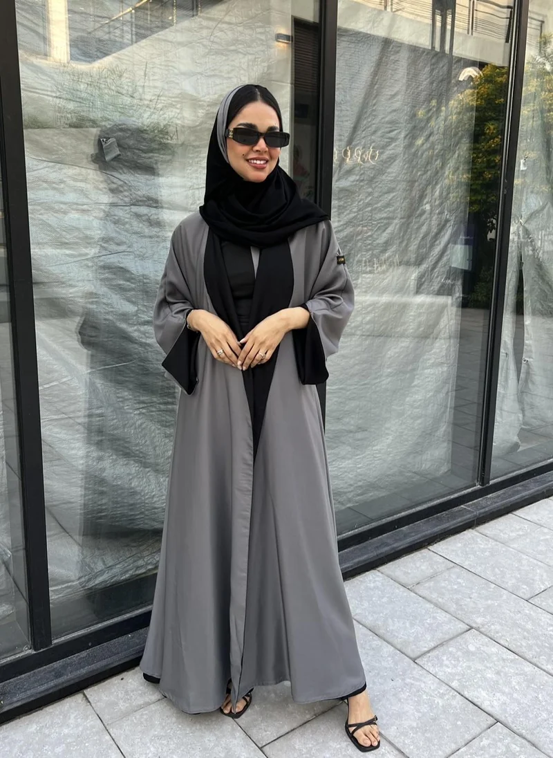 Lusin Abaya Black & Gray Double-Face Cloché Abaya