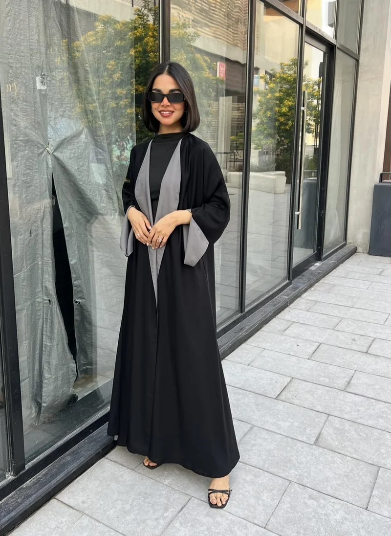 Lusin Abaya Black & Gray Double-Face Cloché Abaya