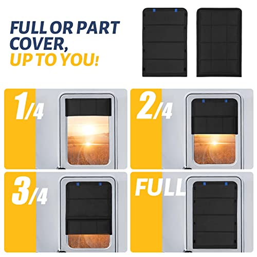 funomo RV Door Window Shade, New Model Foldable RV Blackout Window Cover, UV Rays Protection Camper Trailer Door Window Cover, Hook and Loop Fastener Waterproof Thickened Oxford Fabric (Black-B) - Image 5