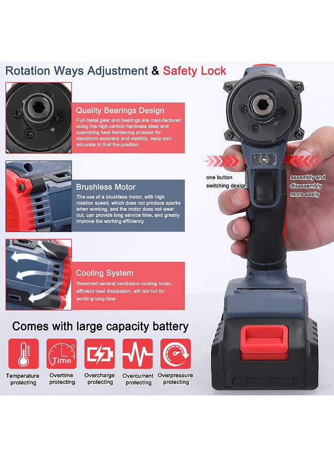 Generic 21V Multi-function Electric Screwdriver 55Nm Torque Brushless Motor Practical Screw Driver for Home Appliances Furniture Installation Automotive Electronics Repairing  - Image 2