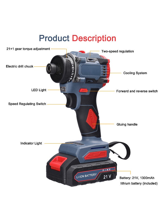 Generic 21V Multi-function Electric Screwdriver 55Nm Torque Brushless Motor Practical Screw Driver for Home Appliances Furniture Installation Automotive Electronics Repairing  - Image 5