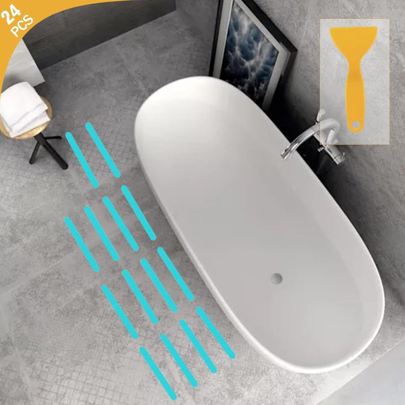 Kyerivs Anti Slip Strips - 24 Pcs Non-Slip Stickers for Shower, Bathtub, and Steps (Blue) - Image 2