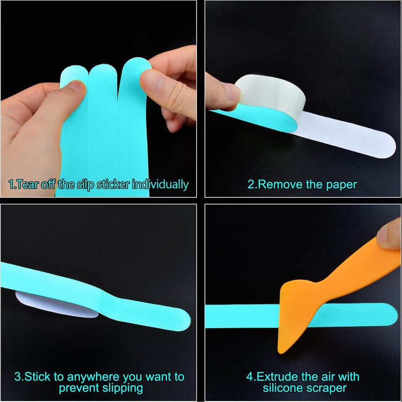 Kyerivs Anti Slip Strips - 24 Pcs Non-Slip Stickers for Shower, Bathtub, and Steps (Blue) - Image 5