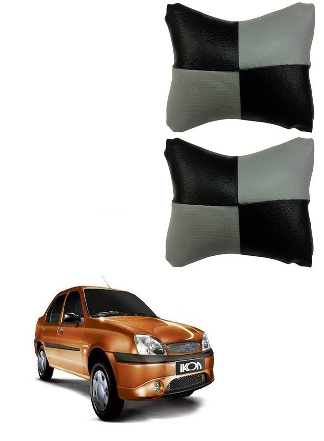PulGos Grey Check Design Car Neck Rest Cushion with Adjustable Straps_1911 - Image 1