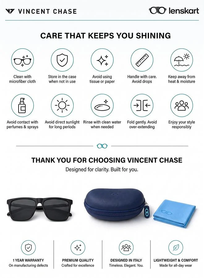 Vincent Chase  Vincent Chase by Lenskart | ATHLEISURE | Wayfarer Frame Polarized and UV Protected Sunglasses | Men and Women | Wide | VC S14525  | Best Price UAE