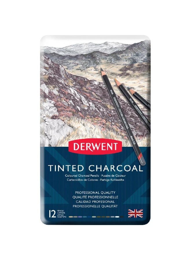 Derwent 12 Tinted Charcoal Pastel Color Pencil Assorted Color 12 Colors - Image 1