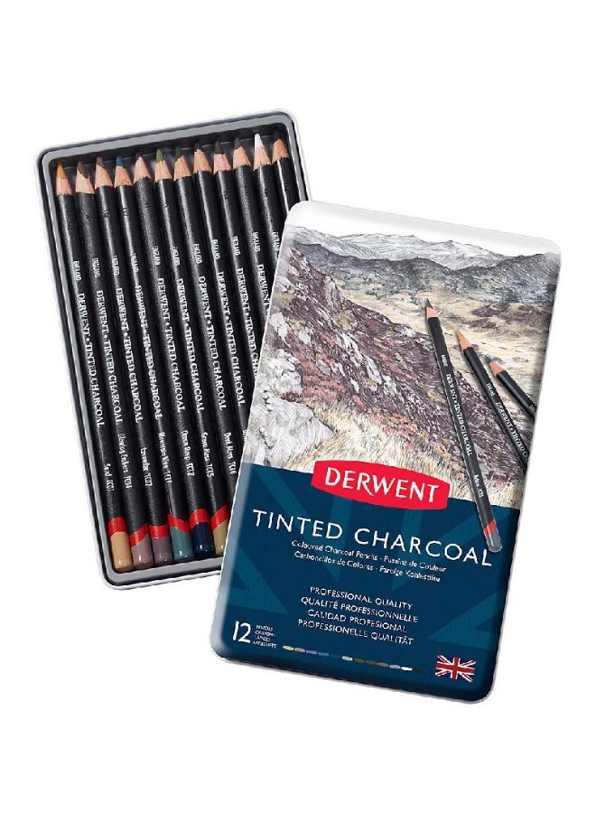 Derwent 12 Tinted Charcoal Pastel Color Pencil Assorted Color 12 Colors - Image 2