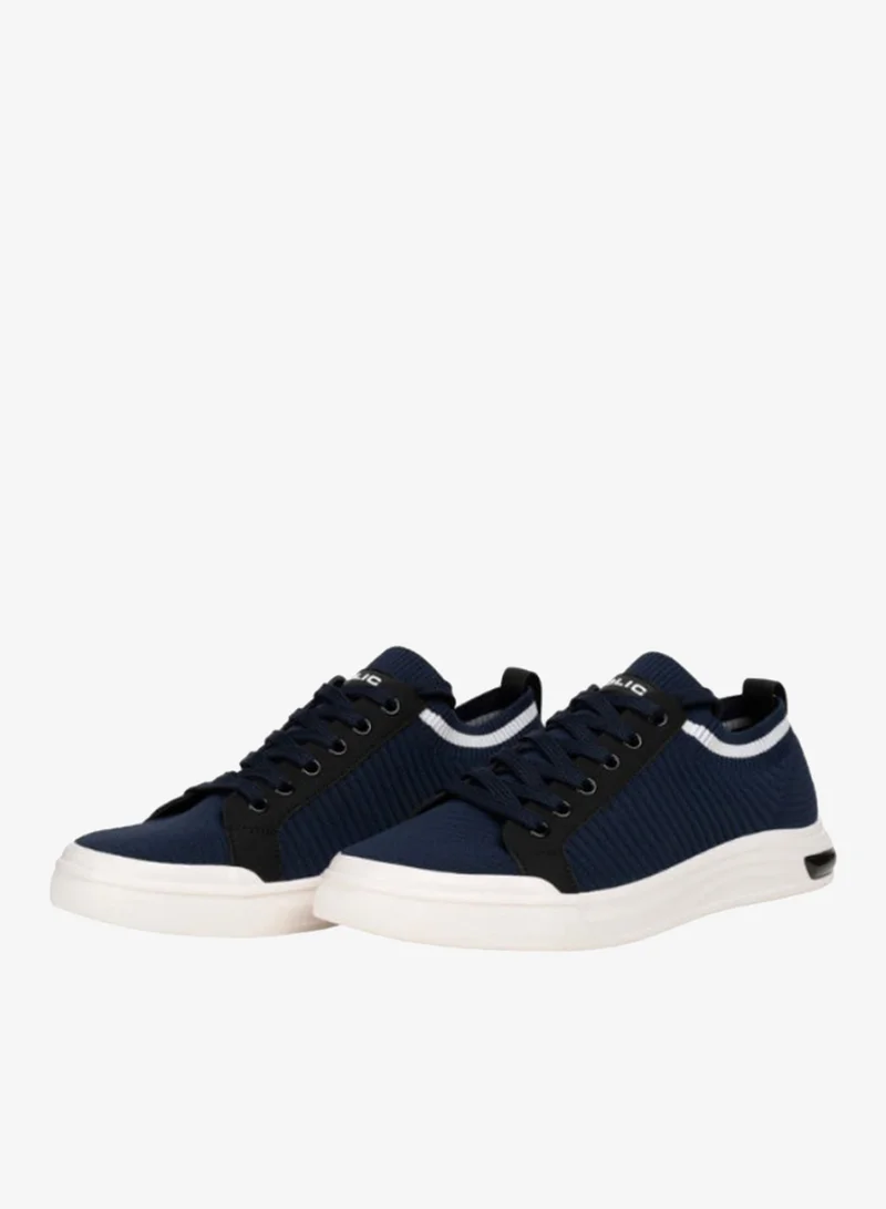 Police Police Men's Court Low-Top Sneakers with Contrast Collar Detailing, Tennis-Inspired Design & Thermoplastic Rubber Sole – Blue