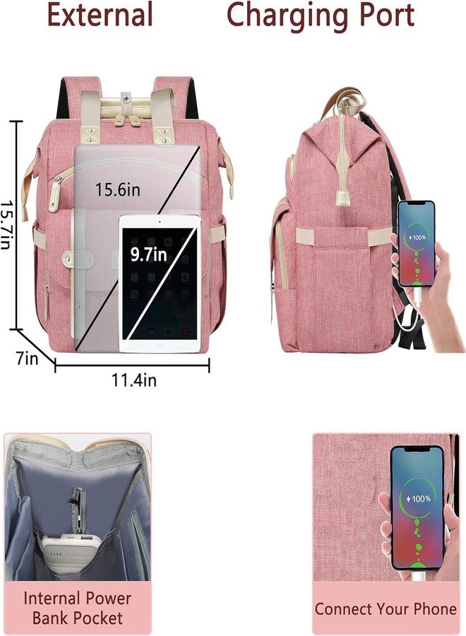 FALANKO Backpack for Women,Wide Open Work Large Student Bookbag for 15.6 Inch Laptop,Doctor Teacher Nurse College School Travel Bag,Water Resistant Laptop Bookbag Computer Back Pack Pink - Image 4
