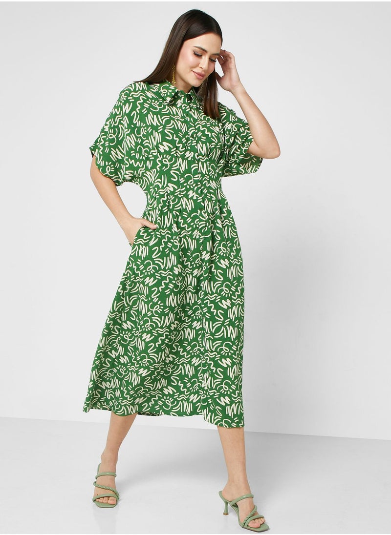 ELLA - Ditsy Printed Shirt Dress - Image 1