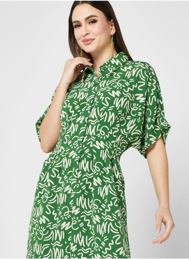 ELLA - Ditsy Printed Shirt Dress - Image 1