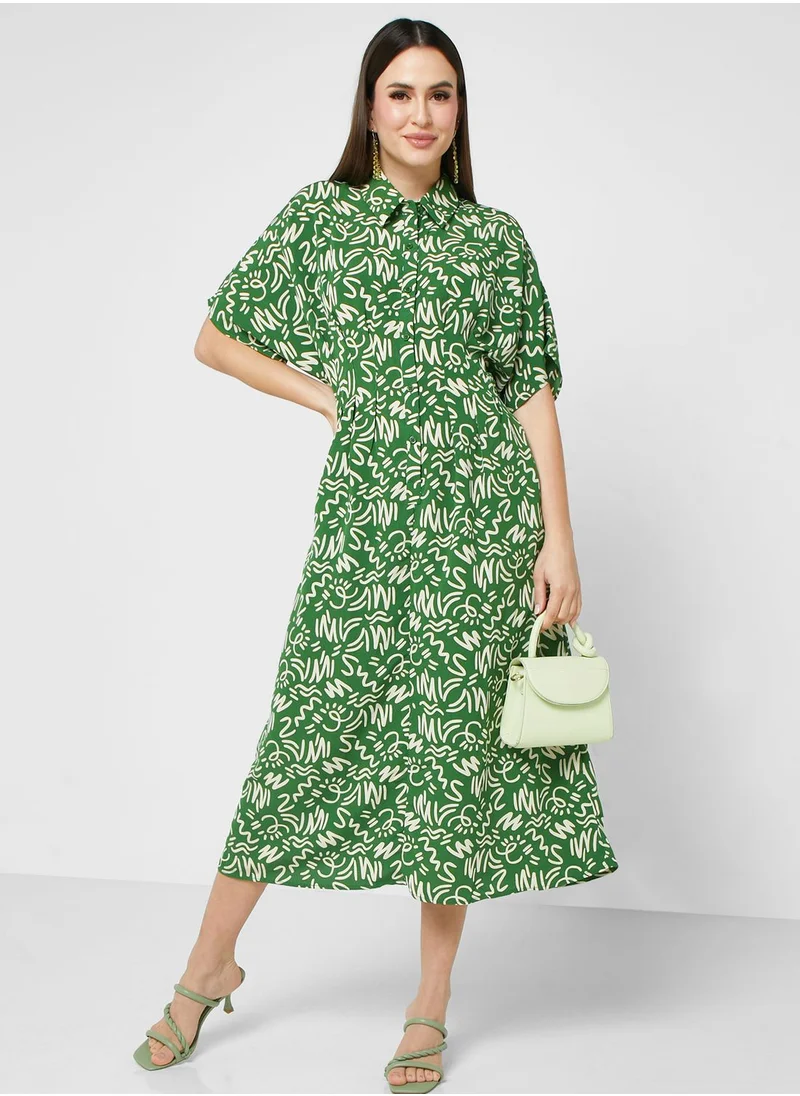 ELLA Ditsy Printed Shirt Dress