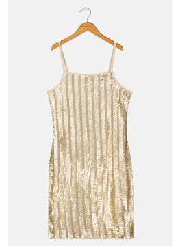 Kids Girl Sequins Dress, Gold
