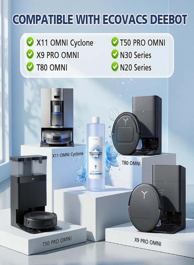 VILLAPOOL Multi-Surface Floor Cleaning Solution Compatible with ECOVACS DEEBOT X11 OmniCyclone / X9 PRO OMNI / T80 OMNI / T50 PRO OMNI / N30 Series / N20 Series, 1L - Image 2