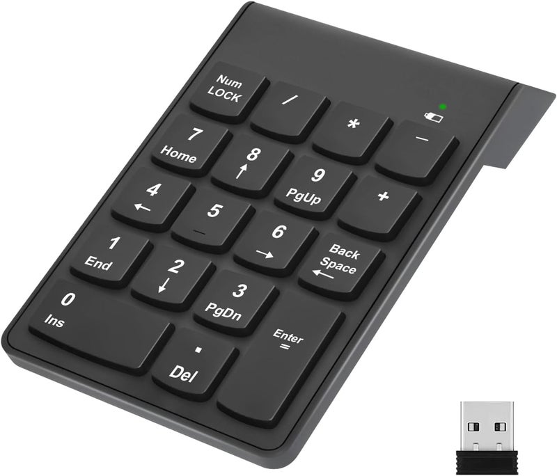SANCY Wireless 18-Key Numeric Keypad Compact Number Pad with 2.4G Receiver for Laptop, Desktop, PC, Surface Pro Black - Image 1