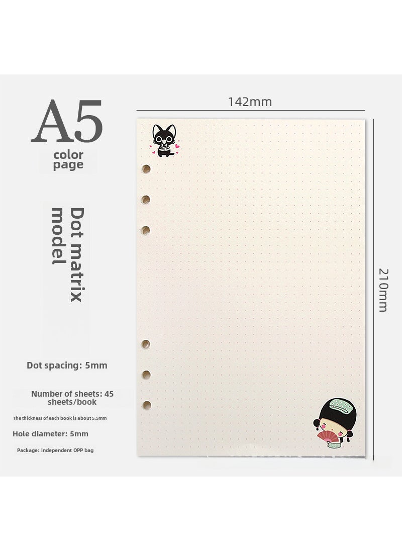 Generic 6-Hole A5/A6 Colorful Blank Dot Grid Planner Refill A5 dot matrix 