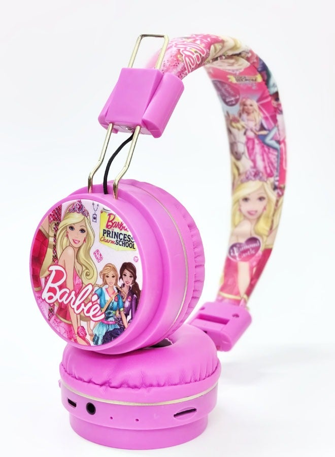 Upgraded pink Barbie Princess pattern Bluetooth wireless headset for children, noise-cancelling wireless headset for children, suitable for TF card, mobile phone, tablet computer  - Image 1