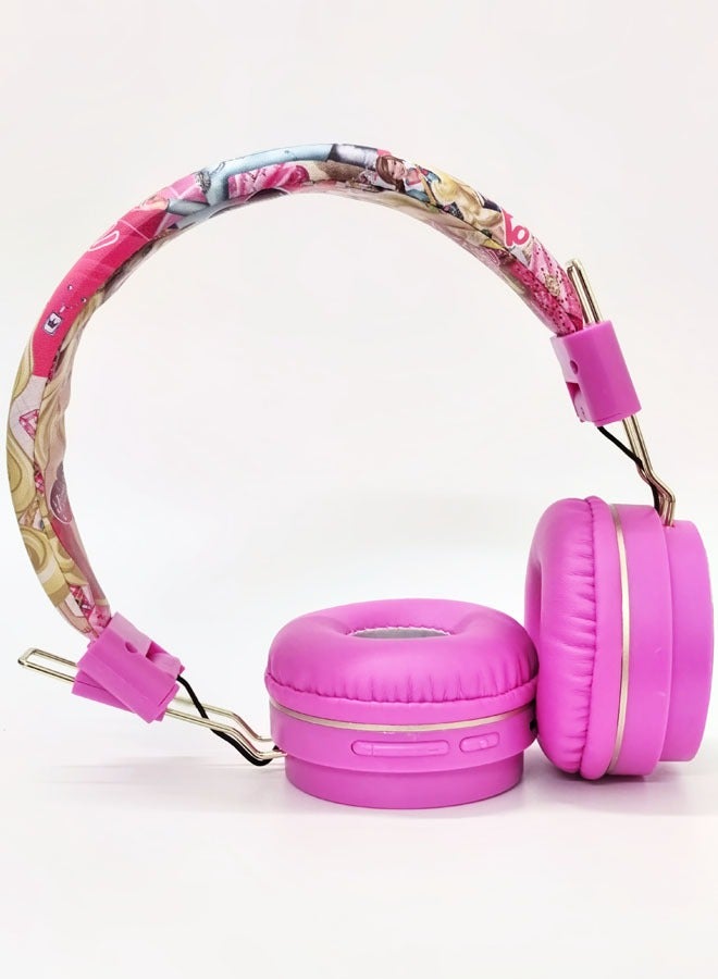 Upgraded pink Barbie Princess pattern Bluetooth wireless headset for children, noise-cancelling wireless headset for children, suitable for TF card, mobile phone, tablet computer  - Image 3