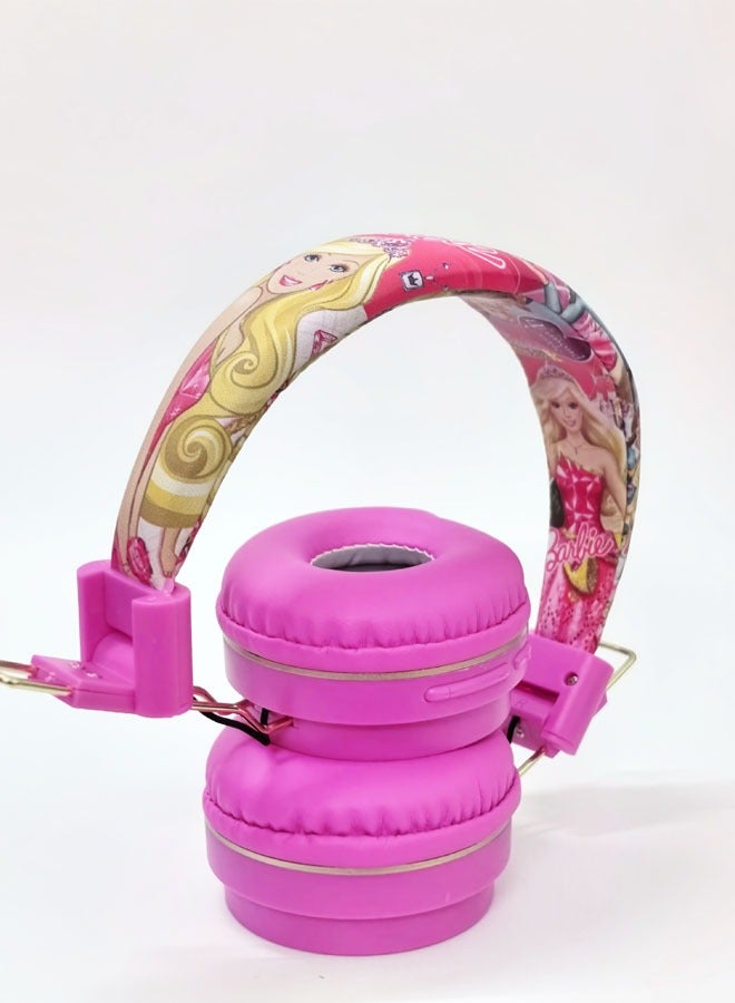 Upgraded pink Barbie Princess pattern Bluetooth wireless headset for children, noise-cancelling wireless headset for children, suitable for TF card, mobile phone, tablet computer  - Image 4