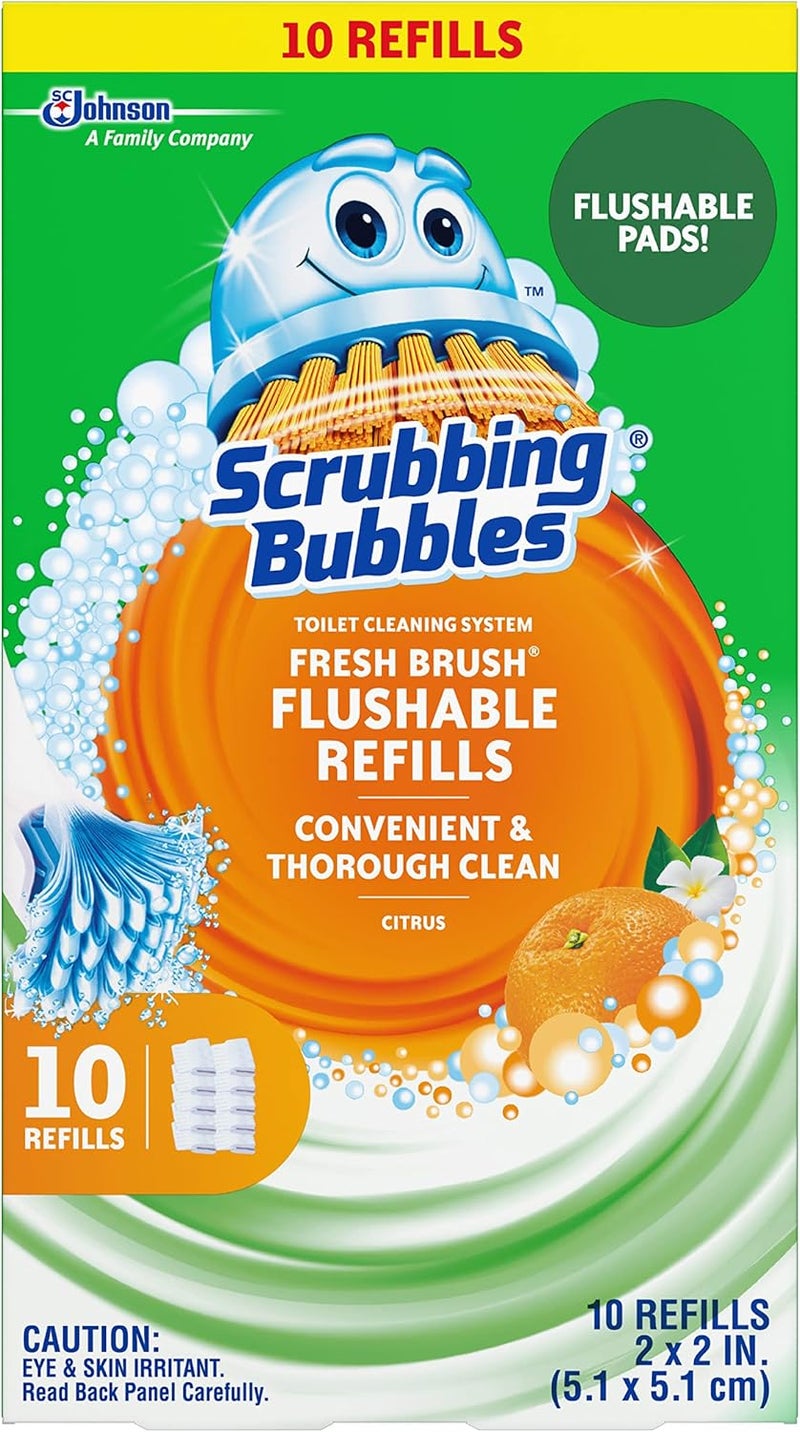 Scrubbing Bubbles Fresh Brush Flushable Refill Pads - 12 Count, Citrus Scent - Image 1