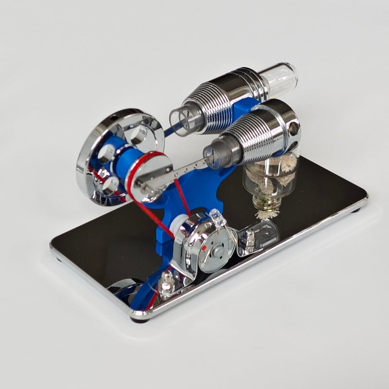 Hot Air Stirling Engine Electricity Generator Motor Model with LED Bulb Flywheel Design Science Experiment with CNC Aluminum Alloy Base DIY Education Toy for Teacher Adults Kids School Office Decor - Image 3
