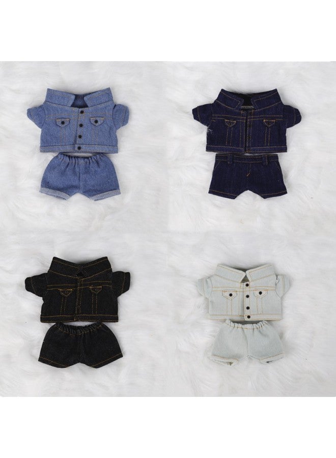 10cm Doll 20cm Cotton Doll Trousers Suit Denim Coat Pants Cotton Doll Clothes-Specifications:15cm-color:Blue Denim Jacket Denim Trousers 2-piece Set - Image 2
