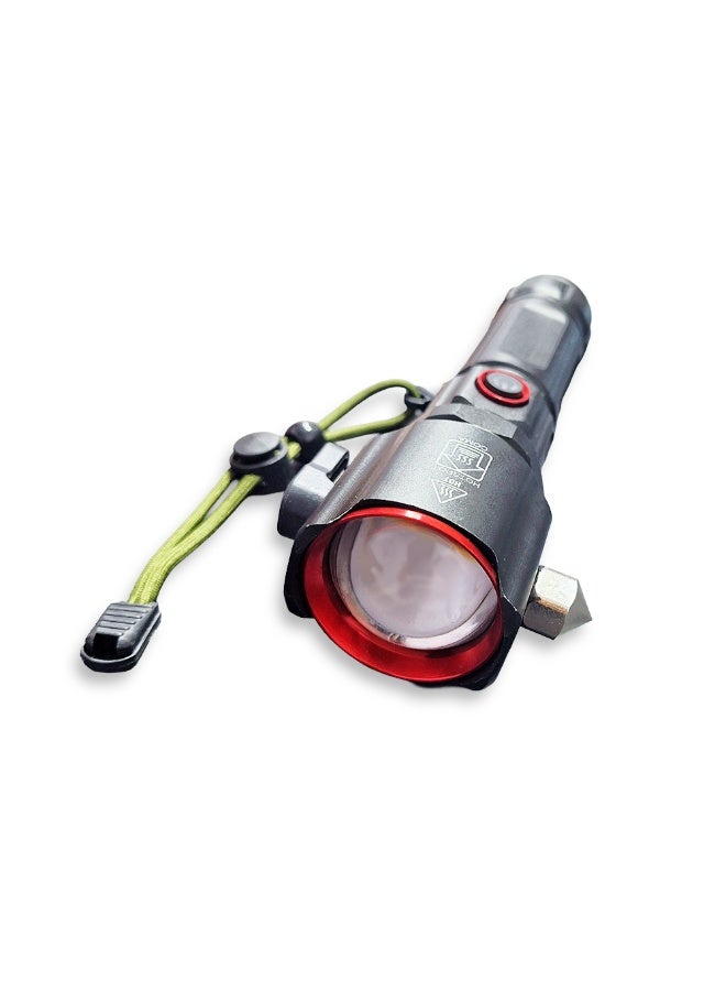 Multifunctional Rechargeable LED Flashlight – Long Range Beam with battery and charge cable, LED bulb & side light HR-4, Durable Water & Shock Resistant Design, Long Lifespan for Outdoor & Home Use - Image 3