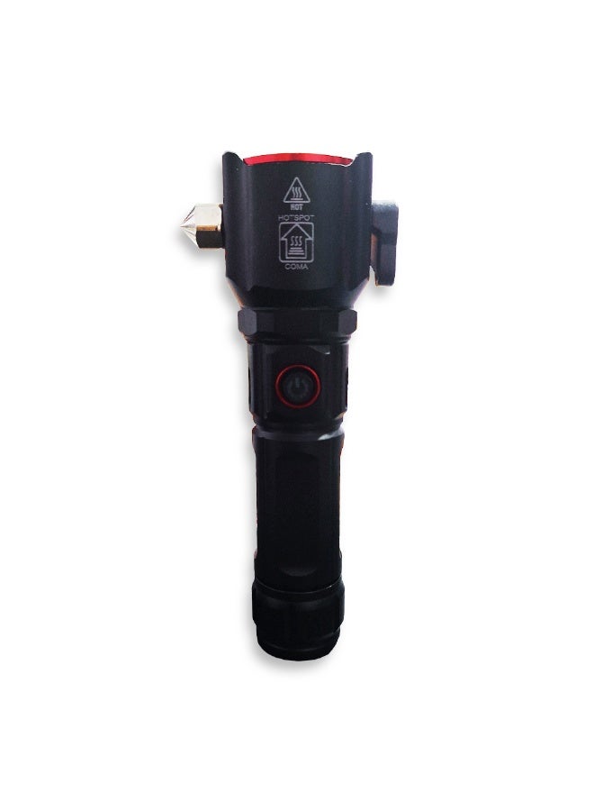 Multifunctional Rechargeable LED Flashlight – Long Range Beam with battery and charge cable, LED bulb & side light HR-4, Durable Water & Shock Resistant Design, Long Lifespan for Outdoor & Home Use - Image 1