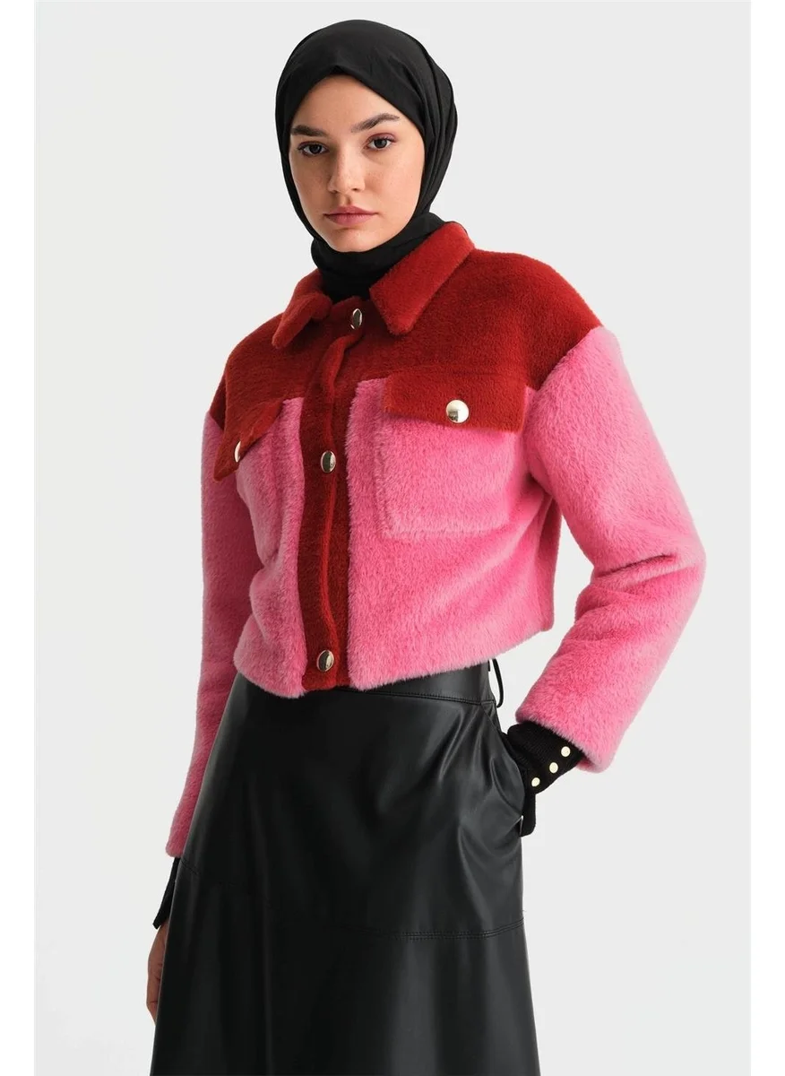 ARMINE Block Color Plush Jacket 24K5600 Red