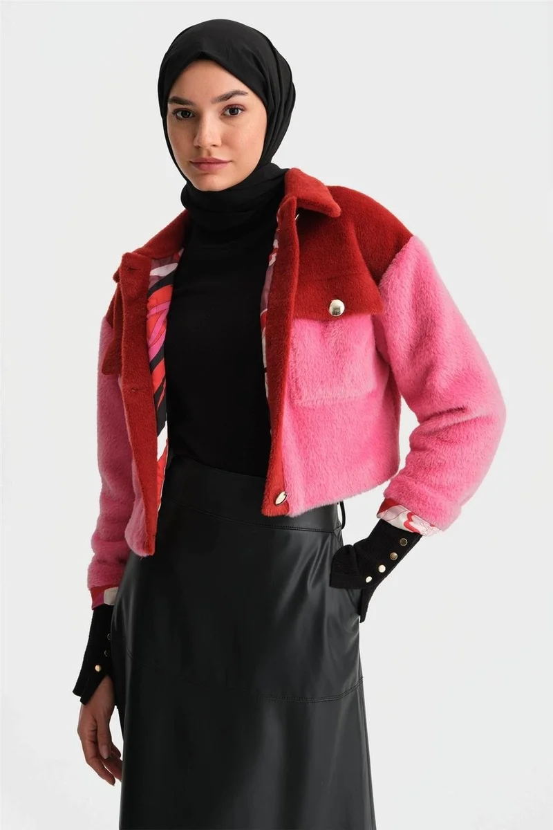 ARMINE Block Color Plush Jacket 24K5600 Red