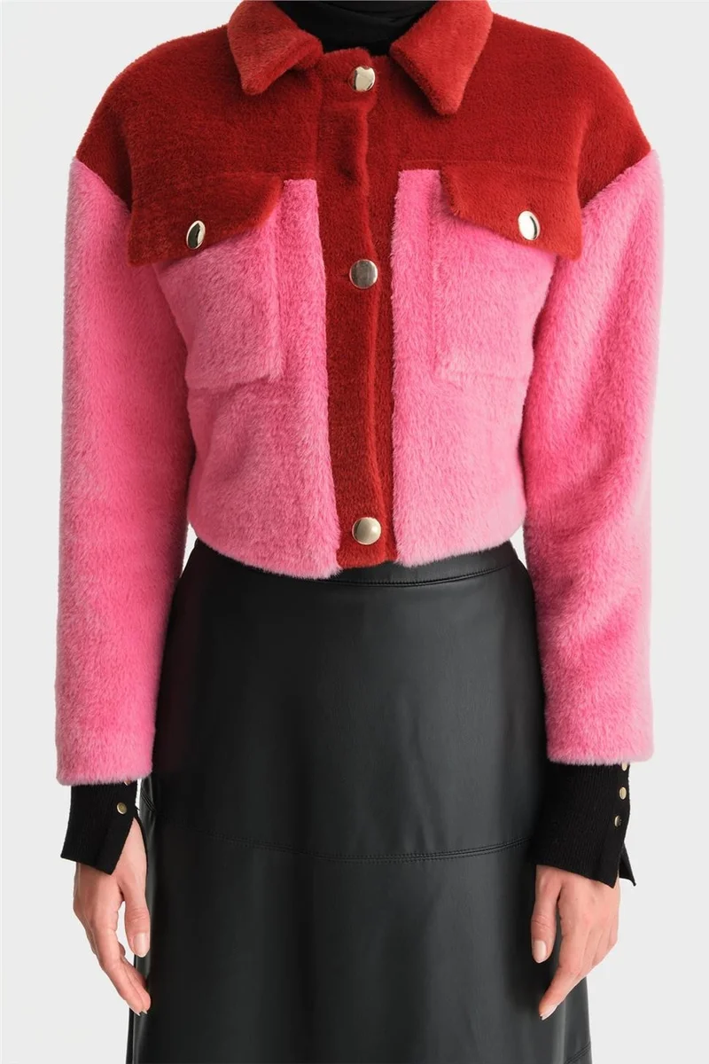 ARMINE Block Color Plush Jacket 24K5600 Red