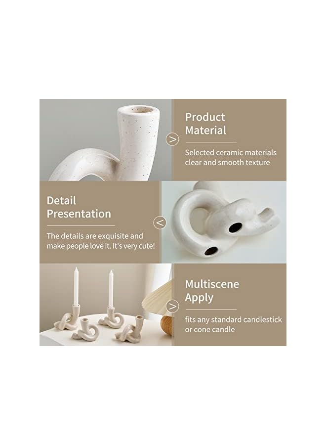 The Bros 2 Pcs Pretty Ceramic Candle Holder, Modern Abstract Art Candlestick Holder Set, Table Centerpiece Taper Candle Holders Decorations Home Decor Wedding, Dinning, Party, Mantle, TV Stand, & Kitchen - Image 4