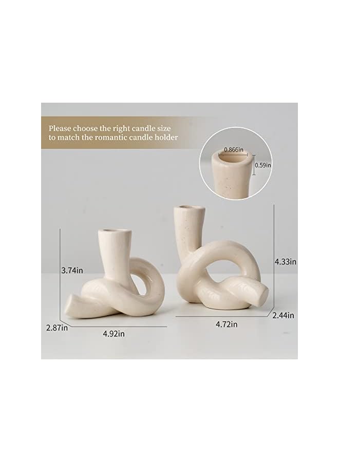The Bros 2 Pcs Pretty Ceramic Candle Holder, Modern Abstract Art Candlestick Holder Set, Table Centerpiece Taper Candle Holders Decorations Home Decor Wedding, Dinning, Party, Mantle, TV Stand, & Kitchen - Image 2
